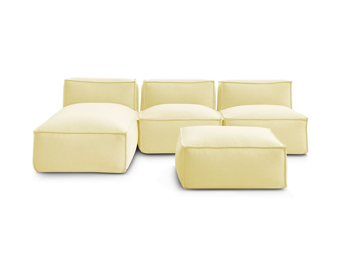 Canapé d'angle fixe EVEREST tissu chiné - Orange - Angle droit - 10 coussins