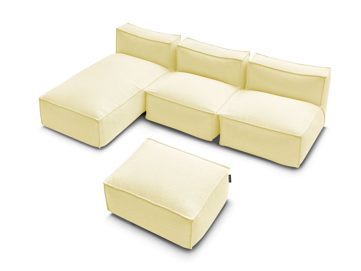 Canapé d'angle fixe EVEREST tissu chiné - Orange - Angle droit - 10 coussins