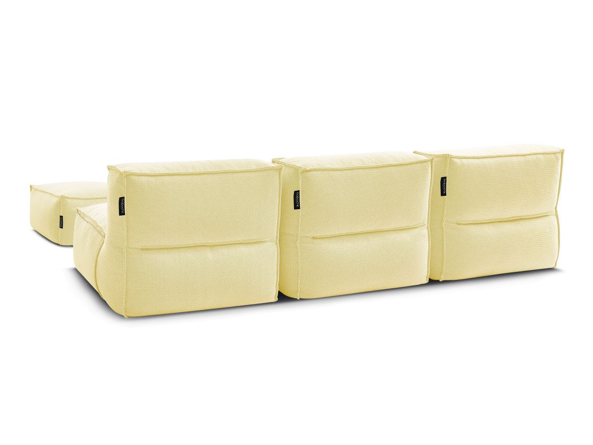 Canapé d'angle fixe EVEREST tissu chiné - Orange - Angle droit - 10 coussins