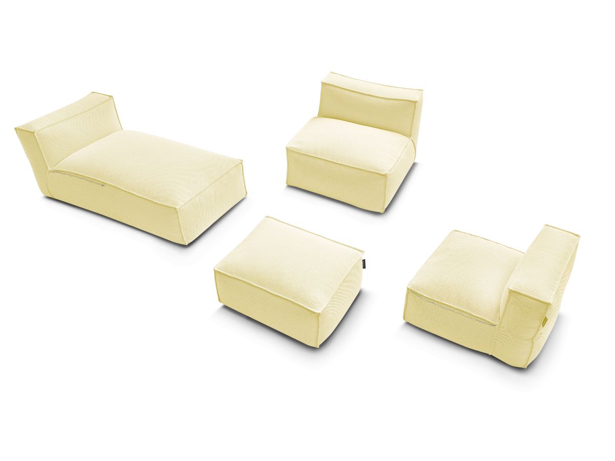 Canapé d'angle fixe EVEREST tissu chiné - Orange - Angle droit - 10 coussins