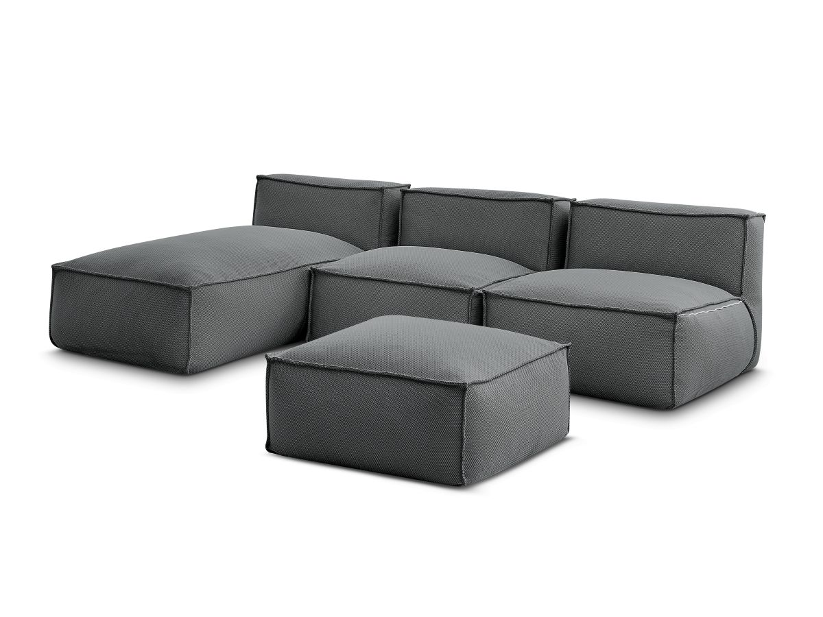 Canapé d'angle fixe EVEREST tissu chiné - Orange - Angle droit - 10 coussins