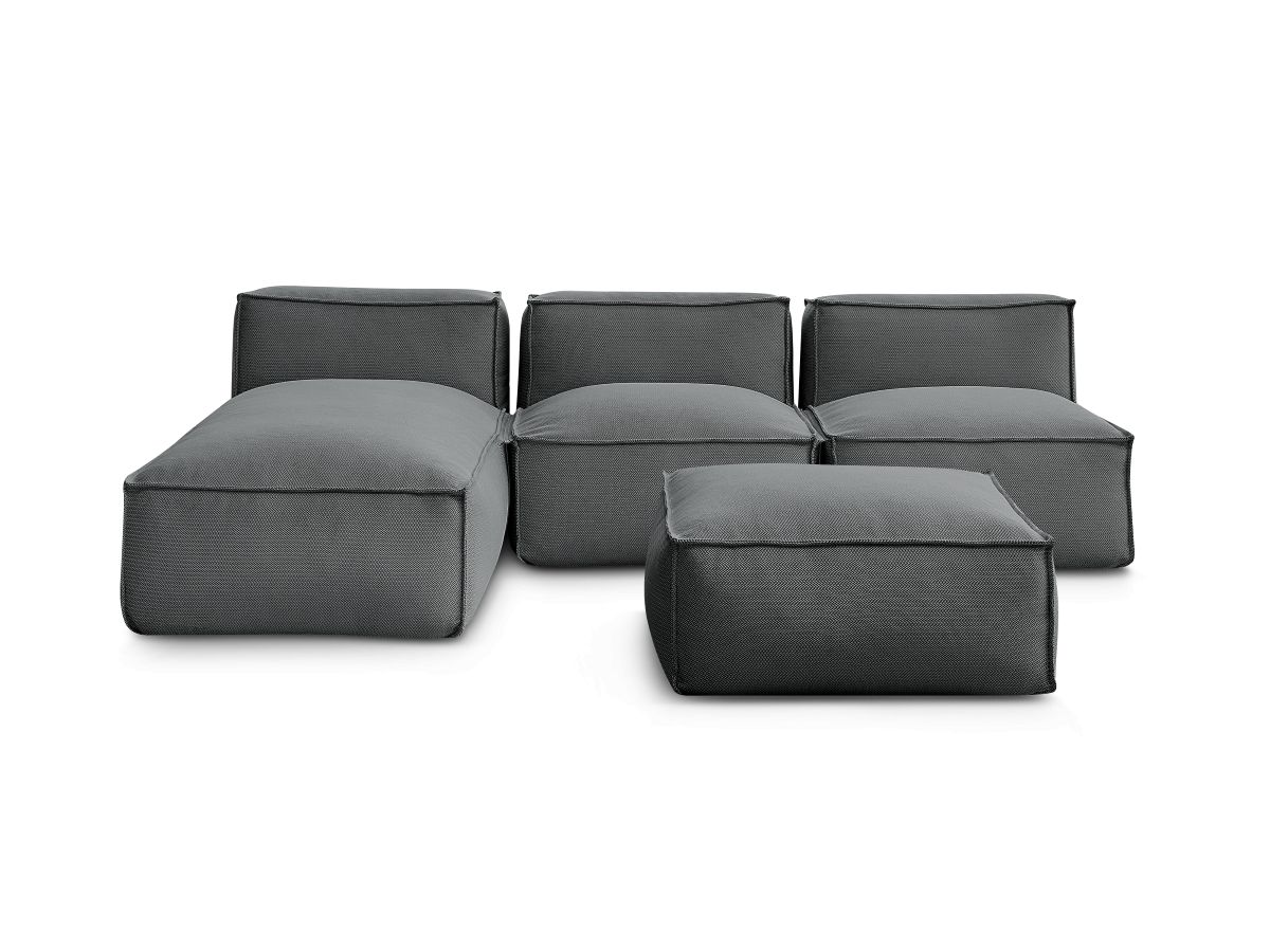 Canapé de jardin modulable BIARRITZ avec bâche de protection, noir — vue 5