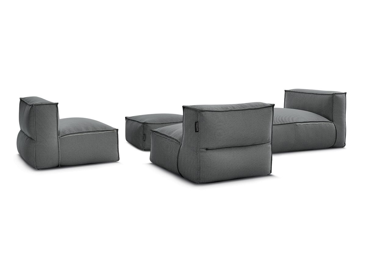 Canapé d'angle fixe EVEREST tissu chiné - Orange - Angle droit - 10 coussins