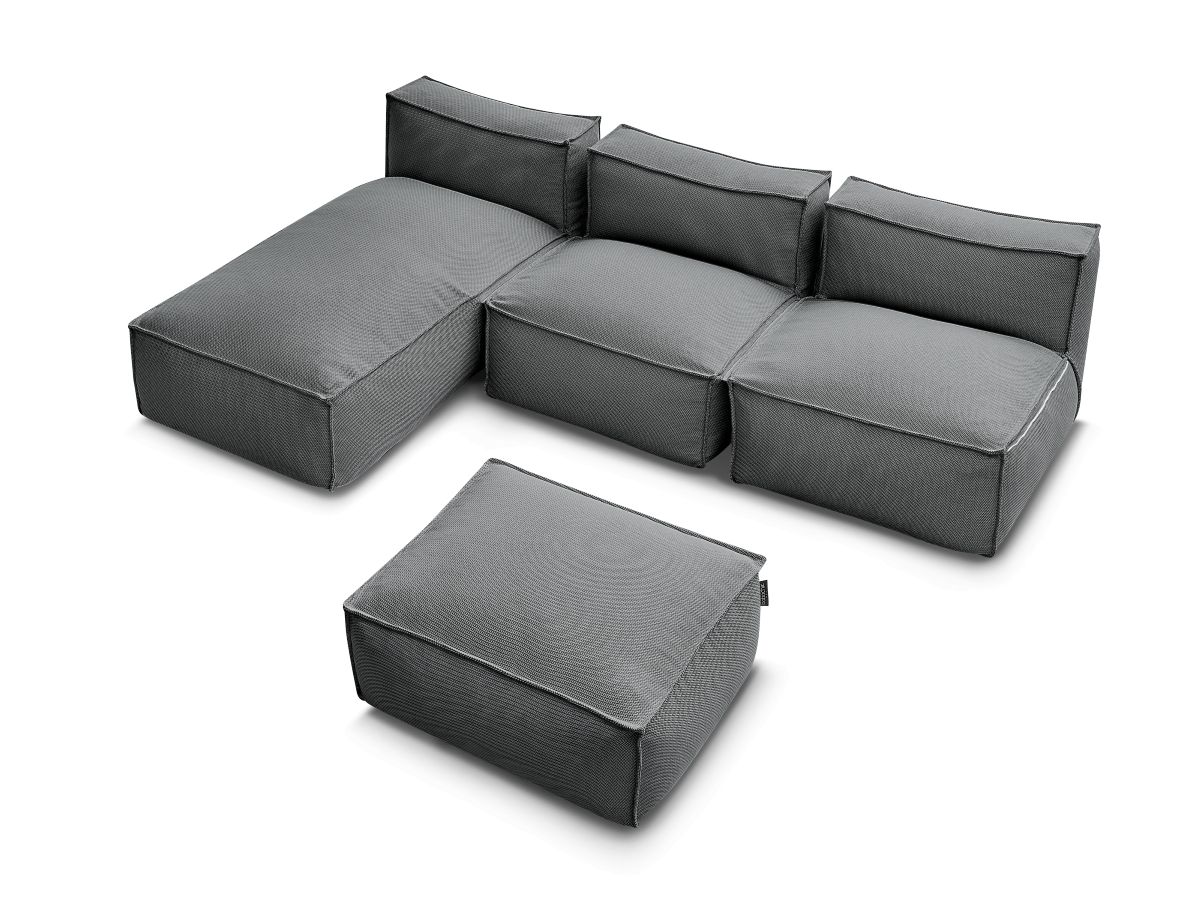 Canapé d'angle fixe EVEREST tissu chiné - Orange - Angle droit - 10 coussins