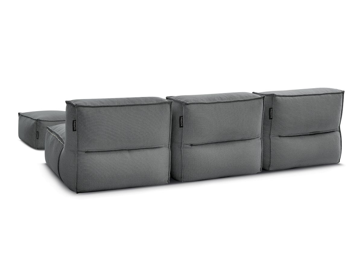 Canapé d'angle fixe EVEREST tissu chiné - Orange - Angle droit - 10 coussins
