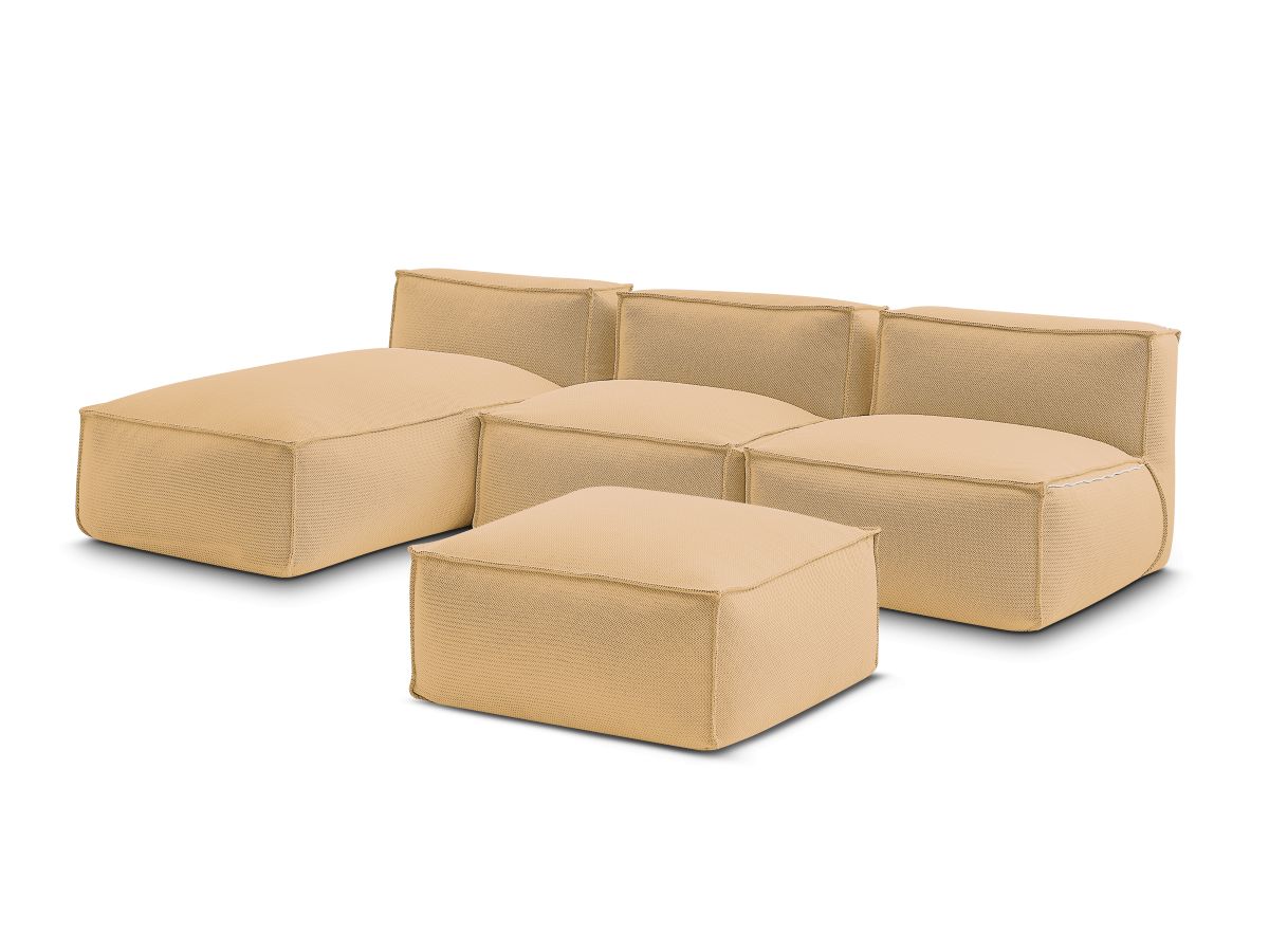 Canapé d'angle fixe EVEREST tissu chiné - Orange - Angle droit - 10 coussins