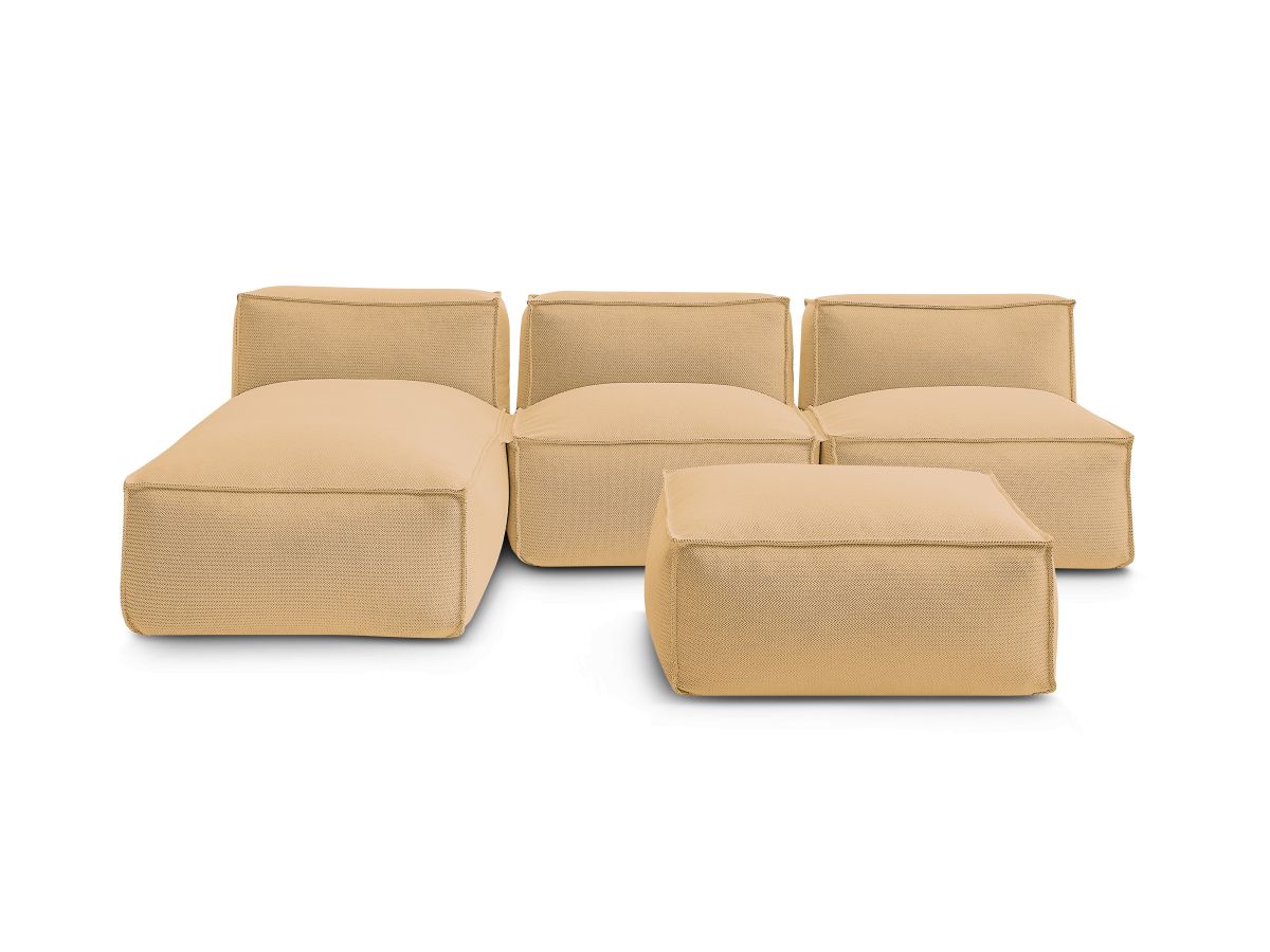 Canapé d'angle fixe EVEREST tissu chiné - Orange - Angle droit - 10 coussins