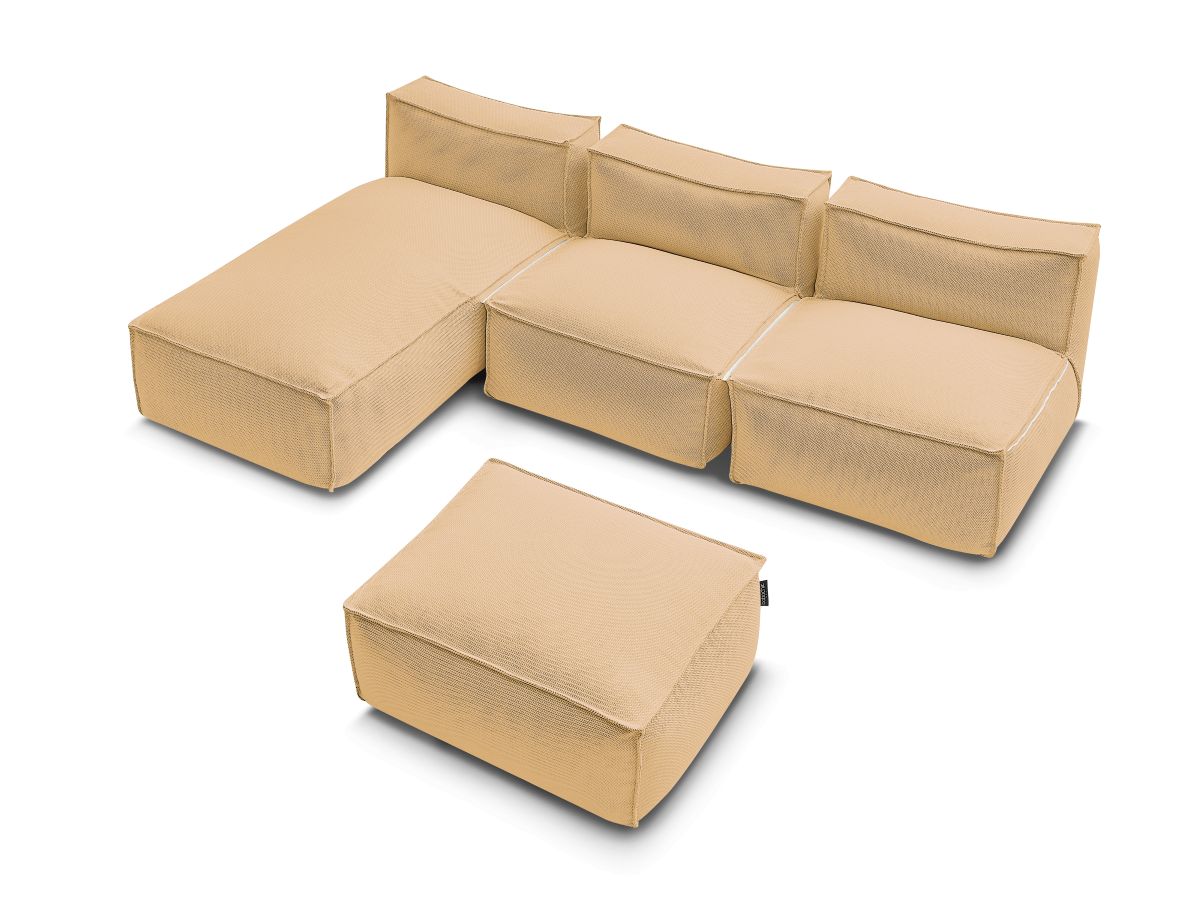 Canapé d'angle fixe EVEREST tissu chiné - Orange - Angle droit - 10 coussins