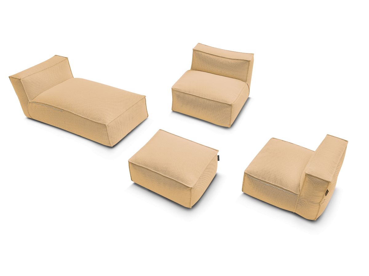 Canapé d'angle fixe EVEREST tissu chiné - Orange - Angle droit - 10 coussins