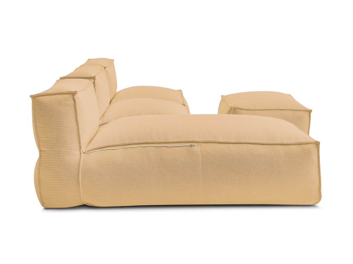 Canapé d'angle fixe EVEREST tissu chiné - Orange - Angle droit - 10 coussins