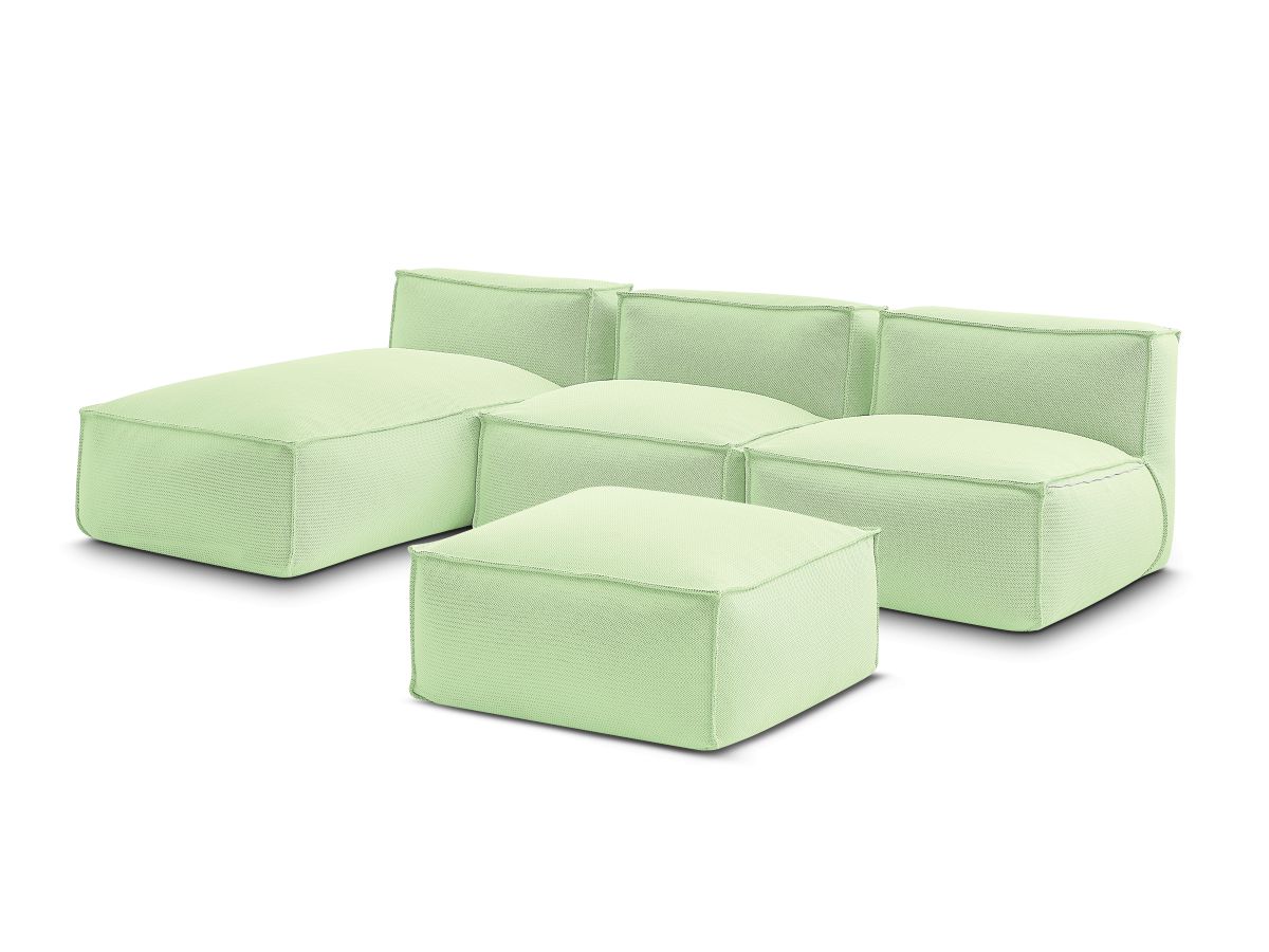 Canapé d'angle fixe EVEREST tissu chiné - Orange - Angle droit - 10 coussins