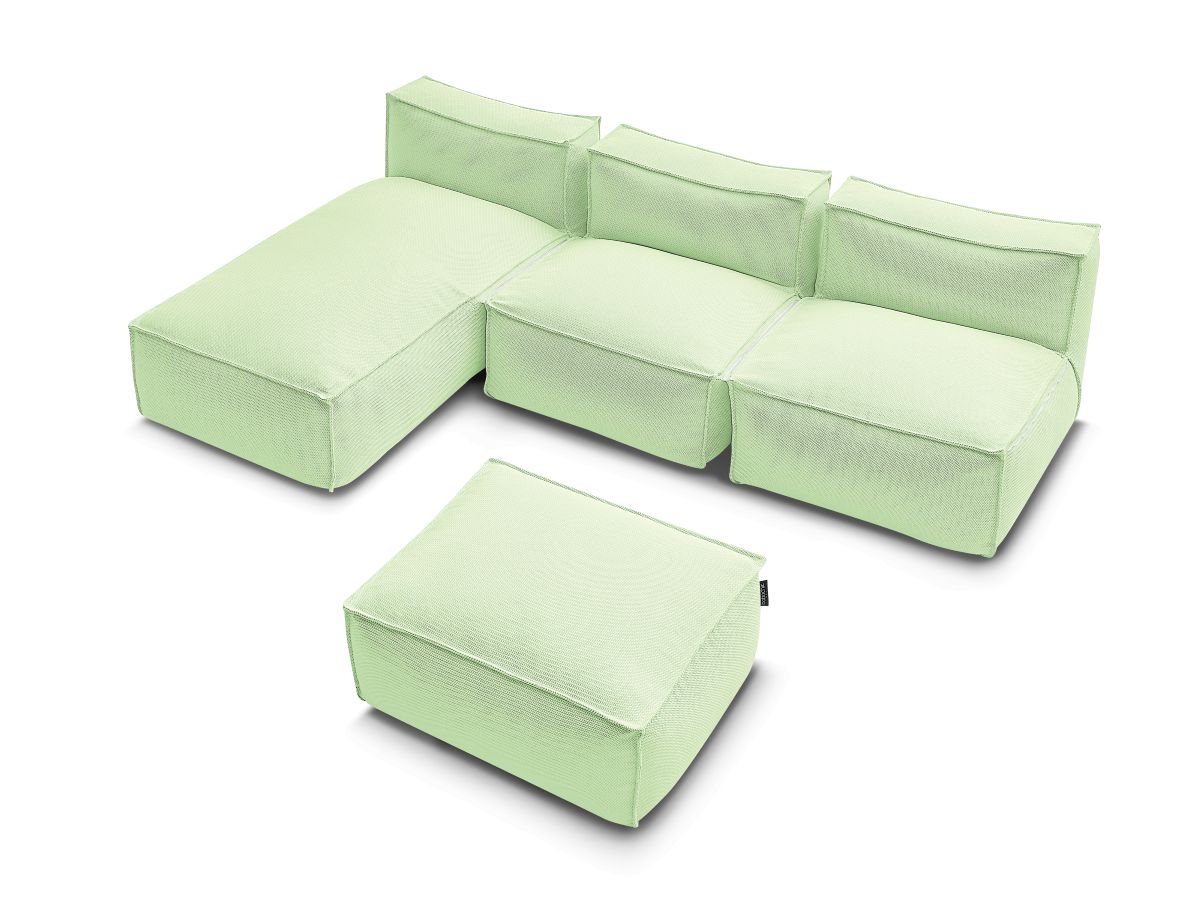Canapé d'angle fixe EVEREST tissu chiné - Orange - Angle droit - 10 coussins