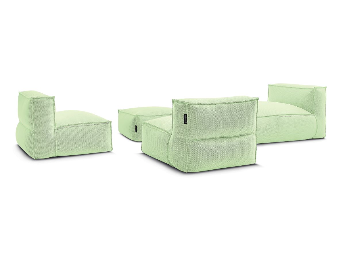 Canapé de jardin modulable BIARRITZ avec bâche de protection, vert — vue 5