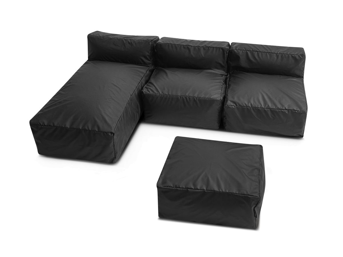 Canapé d'angle fixe EVEREST tissu chiné - Orange - Angle droit - 10 coussins