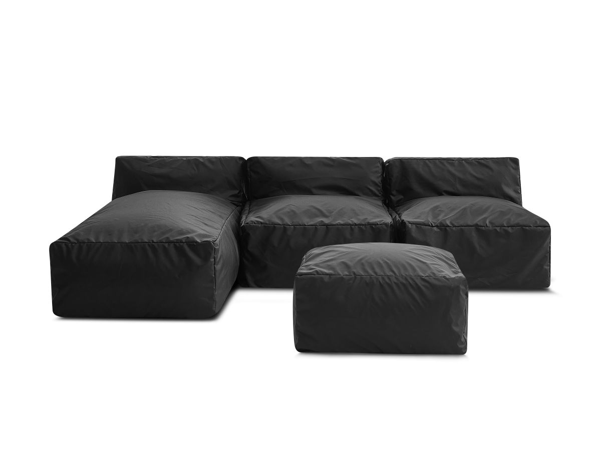 Canapé d'angle fixe EVEREST tissu chiné - Orange - Angle droit - 10 coussins
