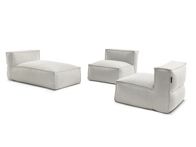 Canapé de jardin modulable BIARRITZ avec bâche de protection, 2 chauffeuses 1 place et 1 méridienne