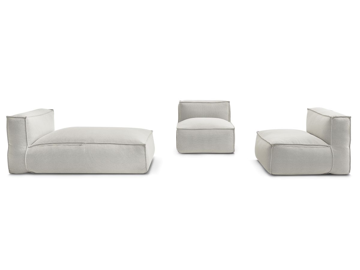 Modulaire tuinbank BIARRITZ met beschermhoes, 2 eenpersoonsfauteuils en 1 chaise longue