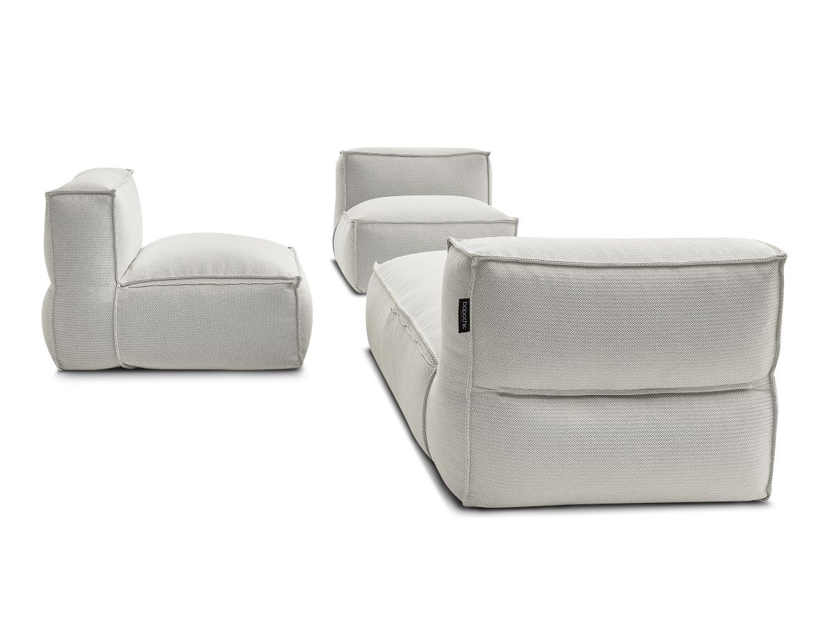 Modulaire tuinbank BIARRITZ met beschermhoes, 2 eenpersoonsfauteuils en 1 chaise longue