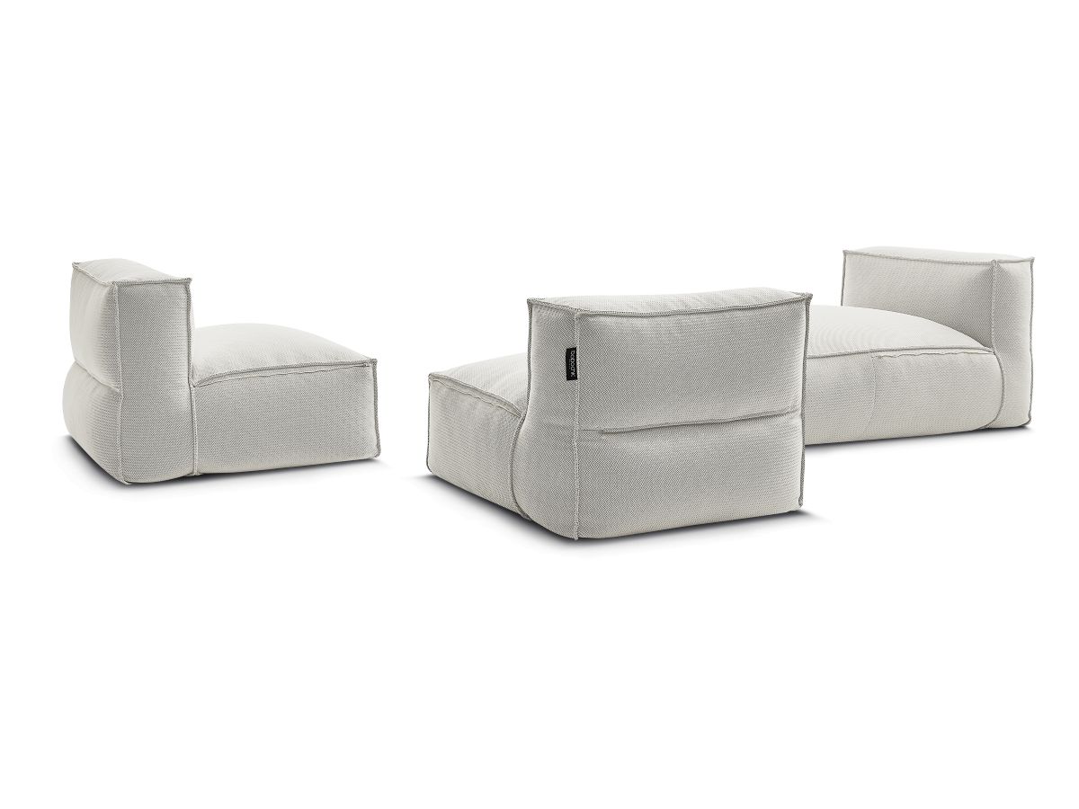 Modulaire tuinbank BIARRITZ met beschermhoes, 2 eenpersoonsfauteuils en 1 chaise longue