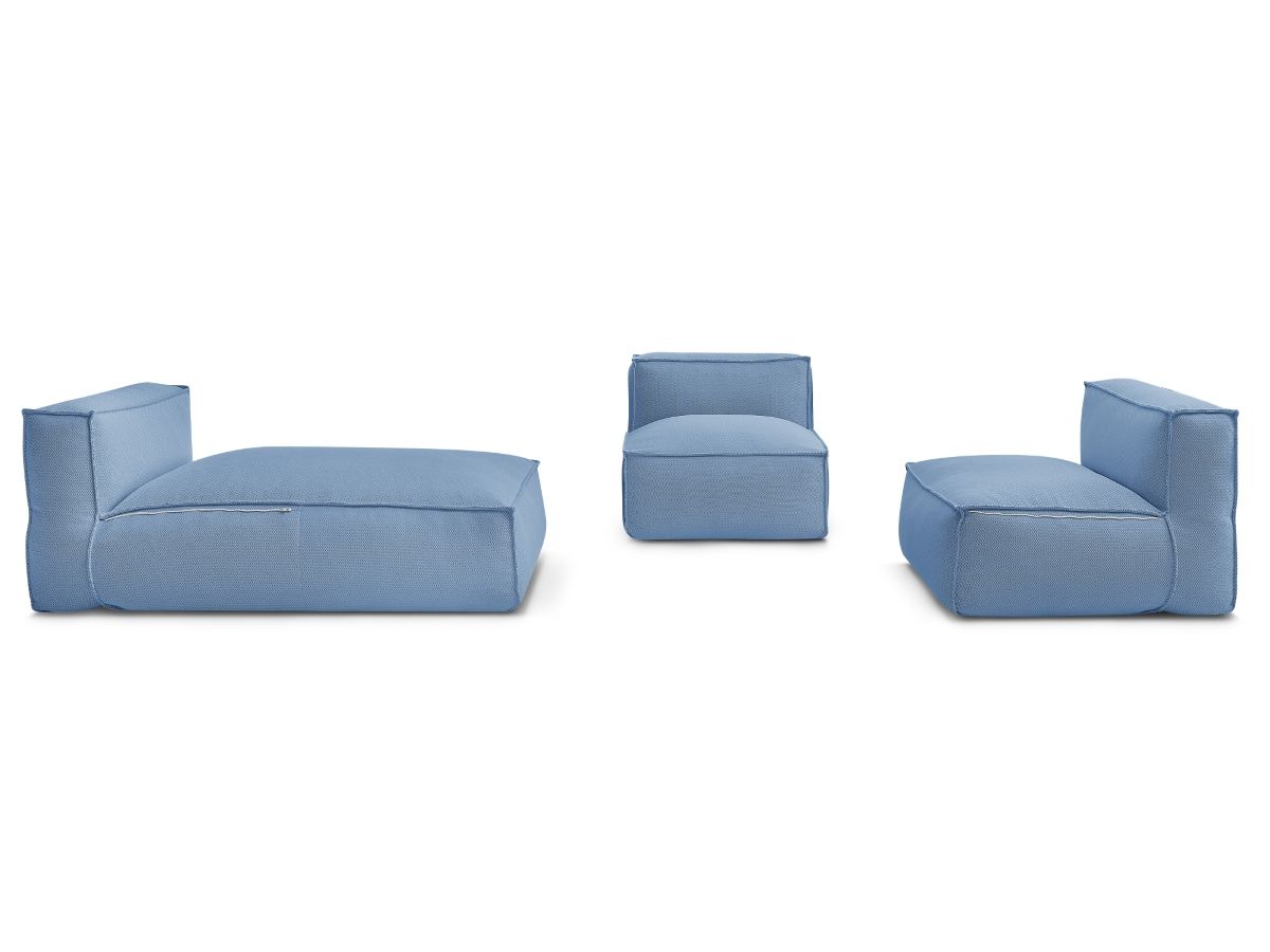 Modulaire tuinbank BIARRITZ met beschermhoes, 2 eenpersoonsfauteuils en 1 chaise longue
