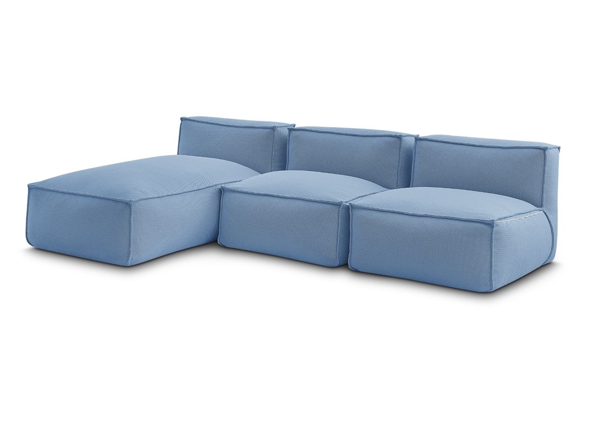 Modulaire tuinbank BIARRITZ met beschermhoes, 2 eenpersoonsfauteuils en 1 chaise longue