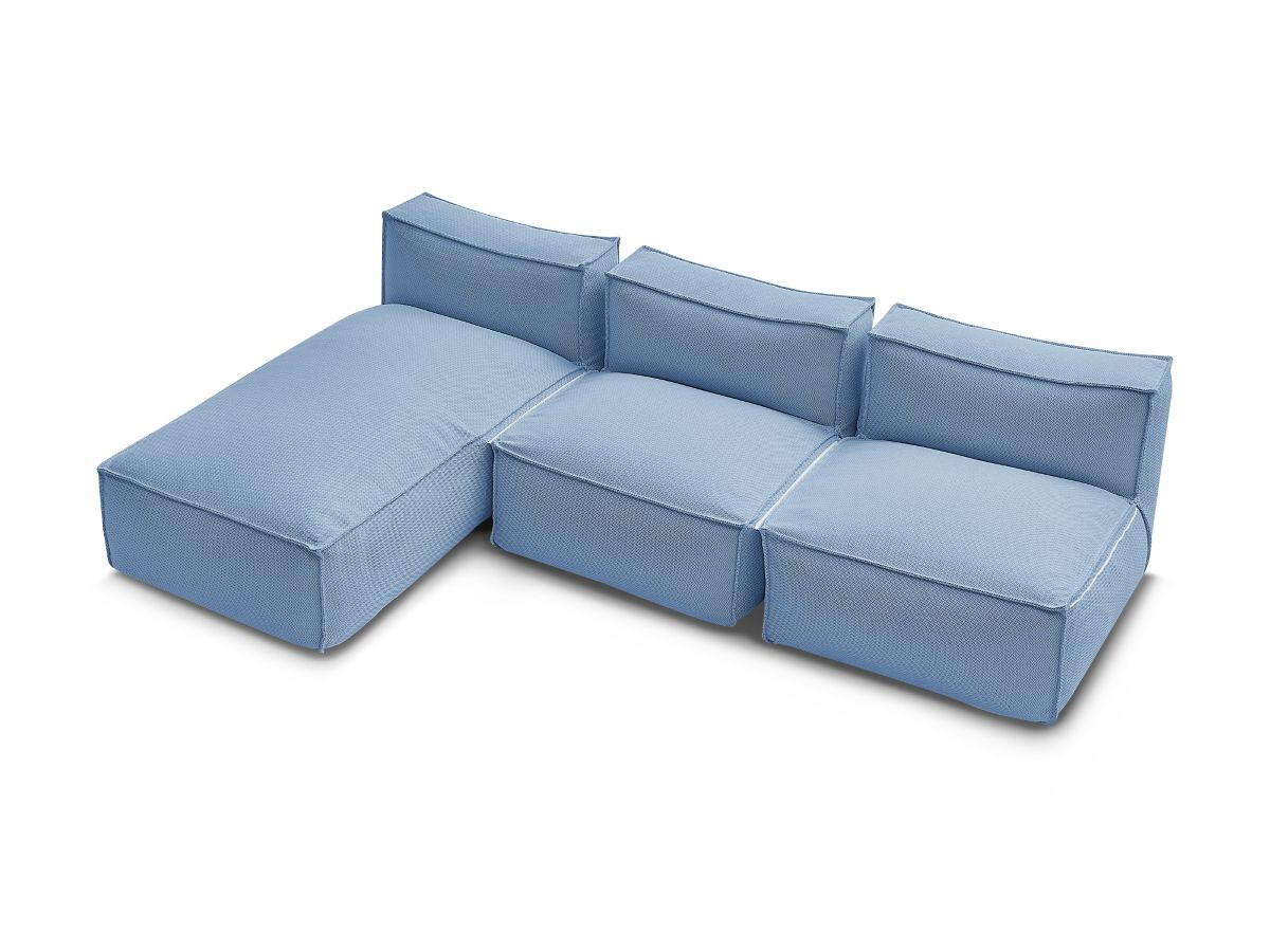 Modulaire tuinbank BIARRITZ met beschermhoes, 2 eenpersoonsfauteuils en 1 chaise longue