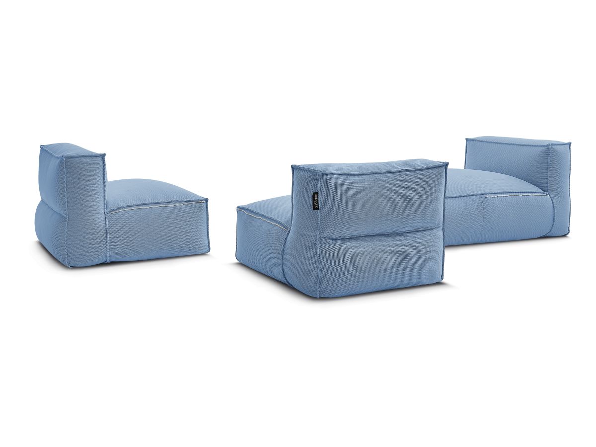 Modulaire tuinbank BIARRITZ met beschermhoes, 2 eenpersoonsfauteuils en 1 chaise longue