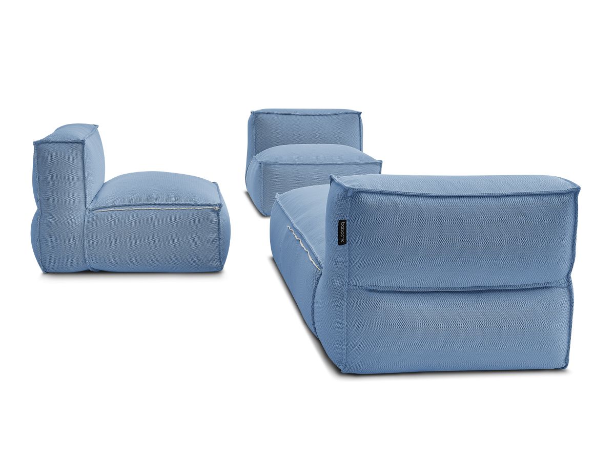 Modulaire tuinbank BIARRITZ met beschermhoes, 2 eenpersoonsfauteuils en 1 chaise longue