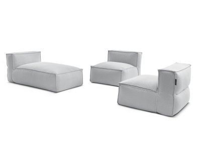 Canapé de jardin modulable BIARRITZ avec bâche de protection, 2 chauffeuses 1 place et 1 méridienne