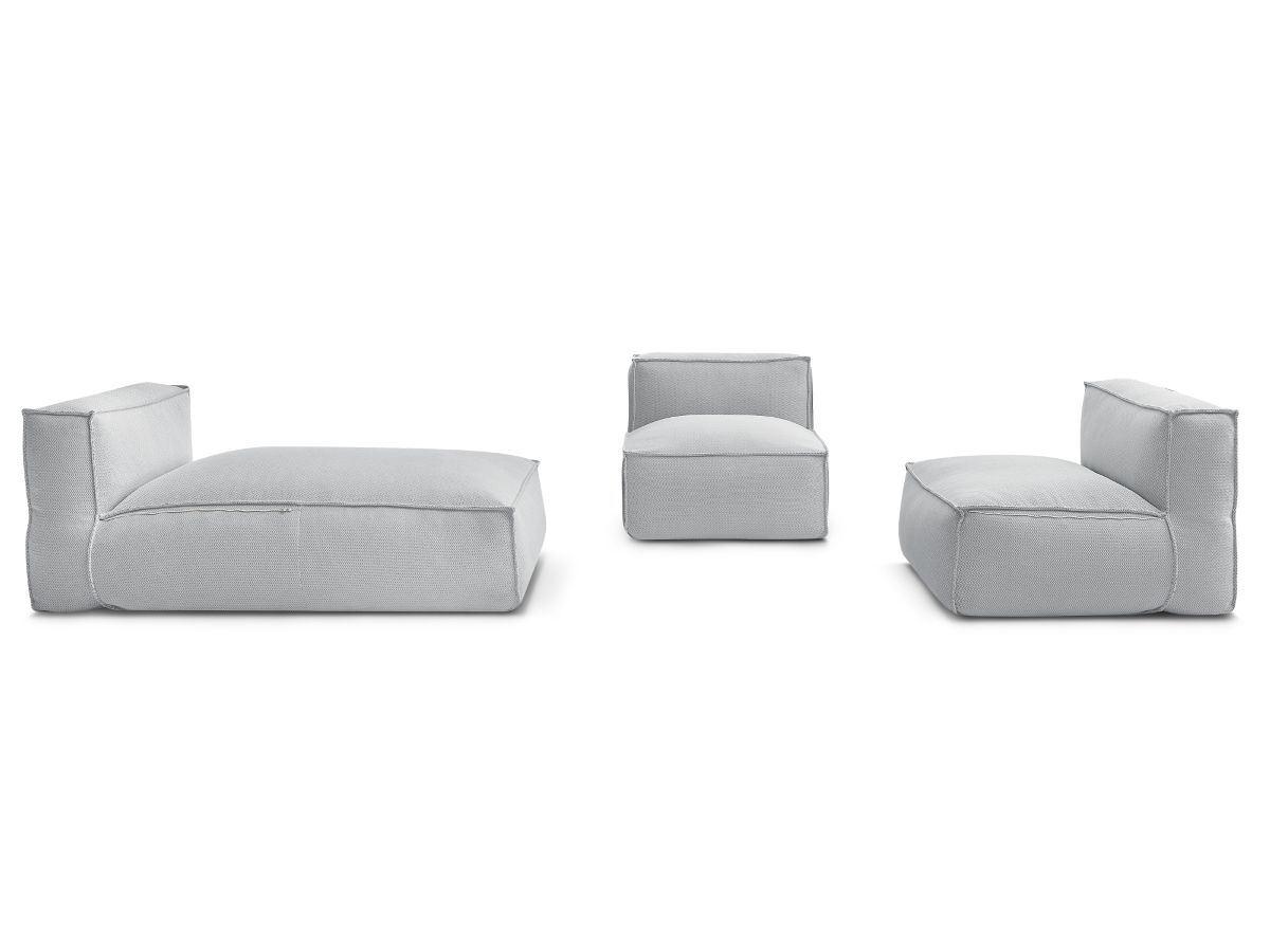 Canapé de jardin modulable BIARRITZ avec bâche de protection, 2 chauffeuses 1 place et 1 méridienne