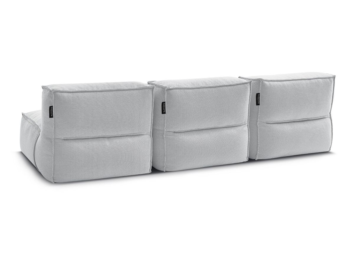 Modulaire tuinbank BIARRITZ met beschermhoes, 2 eenpersoonsfauteuils en 1 chaise longue