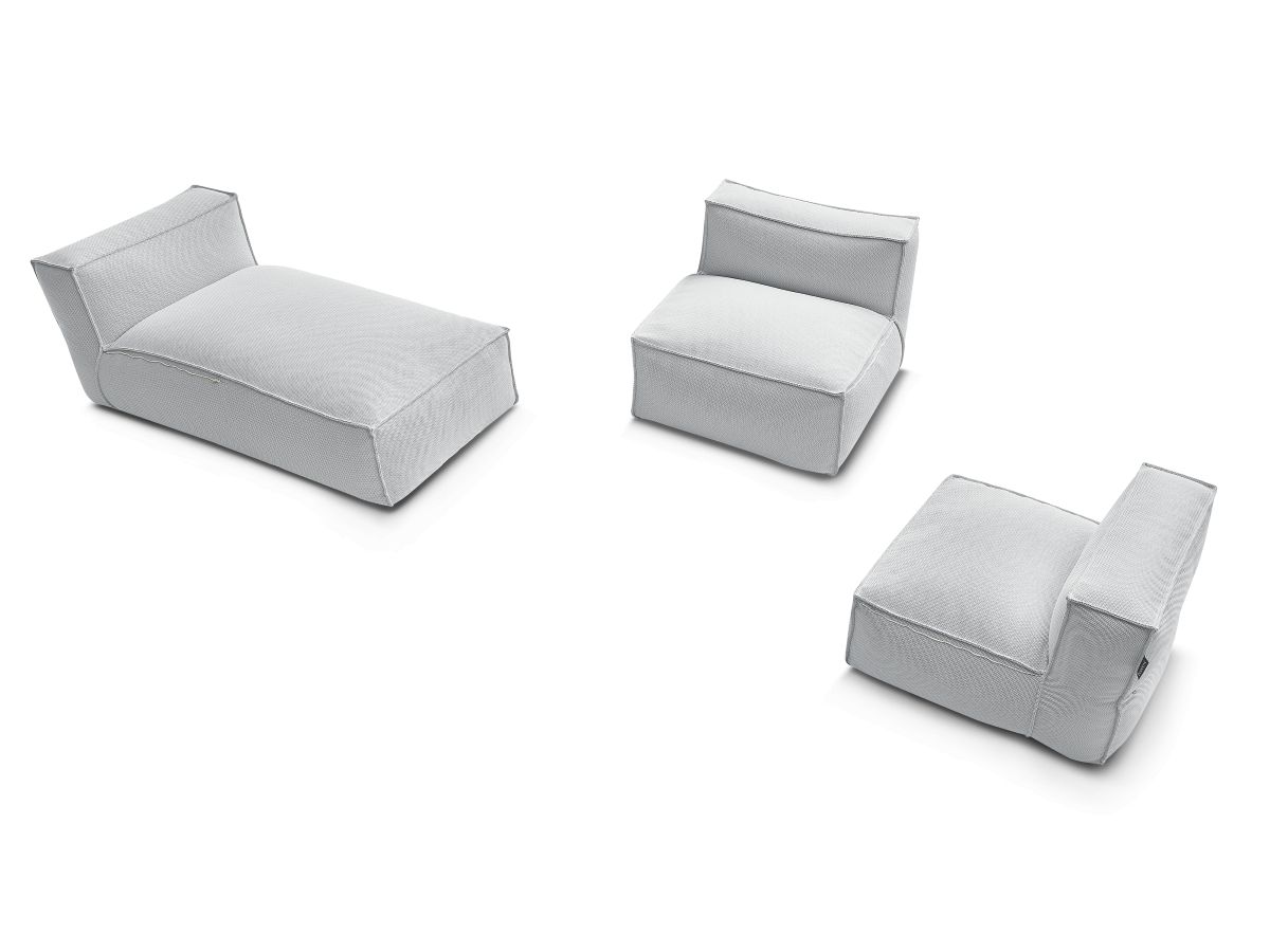 Modulaire tuinbank BIARRITZ met beschermhoes, 2 eenpersoonsfauteuils en 1 chaise longue
