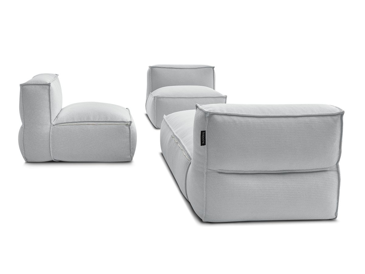 Modulaire tuinbank BIARRITZ met beschermhoes, 2 eenpersoonsfauteuils en 1 chaise longue