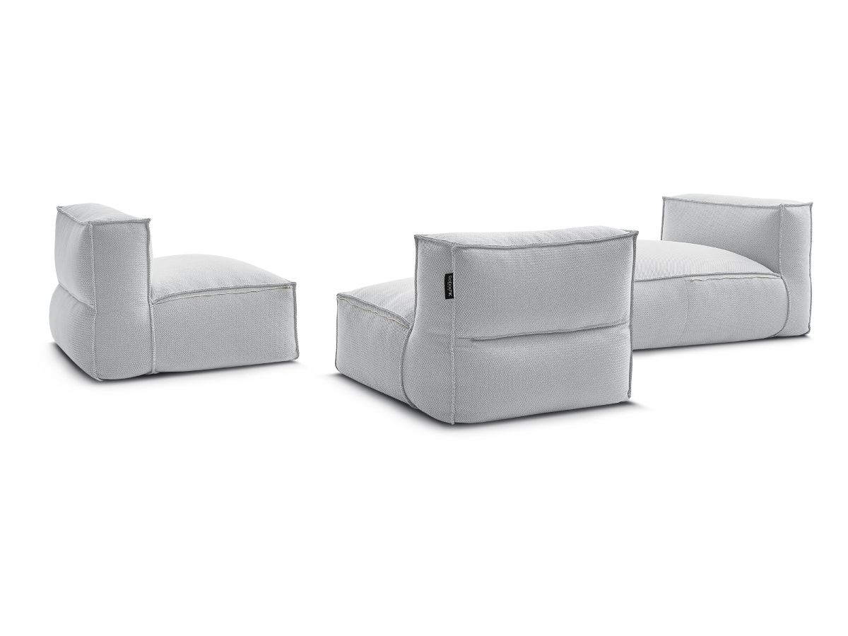 Modulaire tuinbank BIARRITZ met beschermhoes, 2 eenpersoonsfauteuils en 1 chaise longue