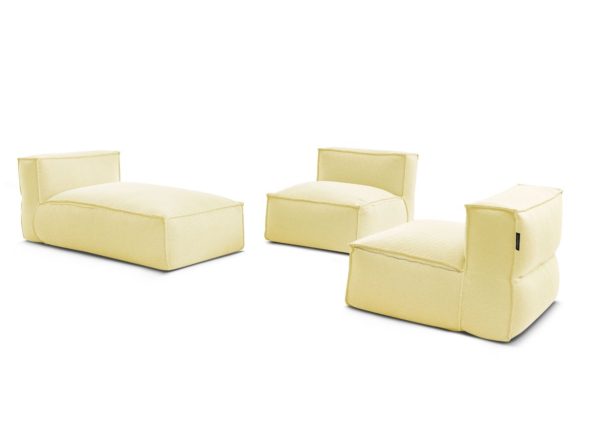 Modulaire tuinbank BIARRITZ met beschermhoes, 2 eenpersoonsfauteuils en 1 chaise longue
