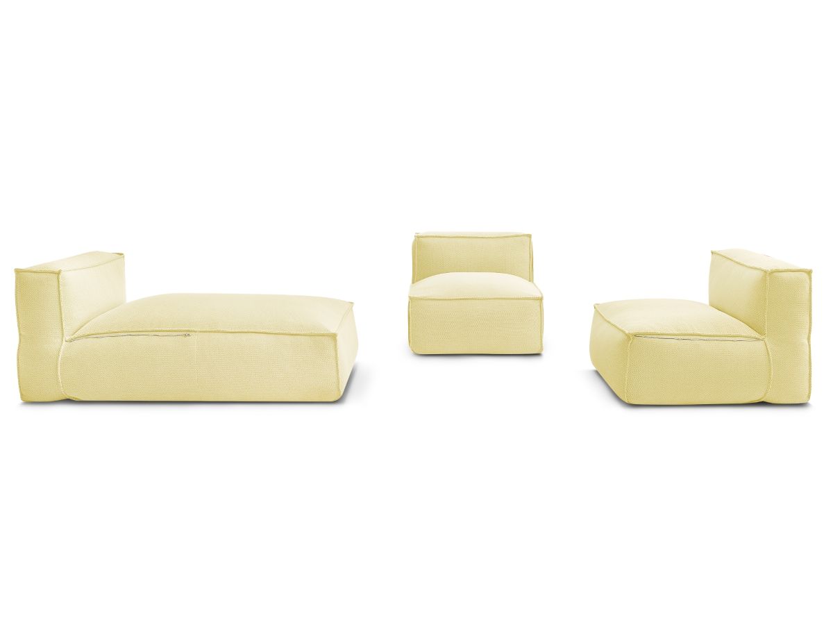 Modulaire tuinbank BIARRITZ met beschermhoes, 2 eenpersoonsfauteuils en 1 chaise longue