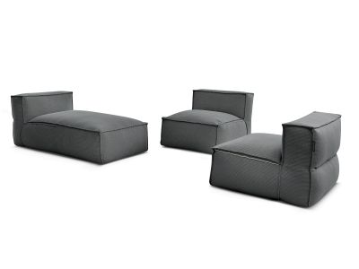 Canapé de jardin modulable BIARRITZ avec bâche de protection, 2 chauffeuses 1 place et 1 méridienne