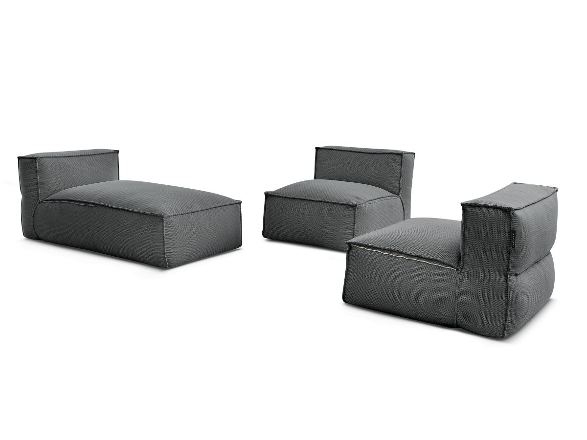 Canapé de jardin modulable BIARRITZ avec bâche de protection, 2 chauffeuses 1 place et 1 méridienne