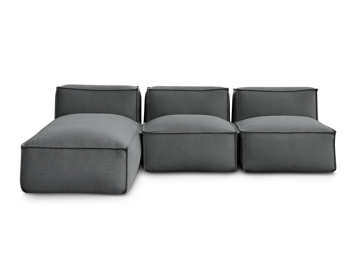 Canapé de jardin modulable BIARRITZ avec bâche de protection, 2 chauffeuses 1 place et 1 méridienne