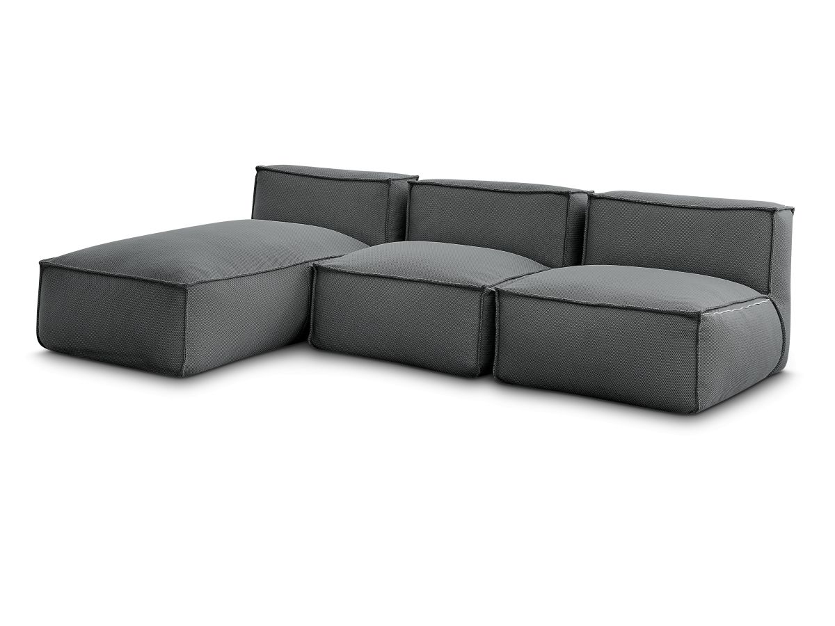Canapé de jardin modulable BIARRITZ avec bâche de protection, 2 chauffeuses 1 place et 1 méridienne