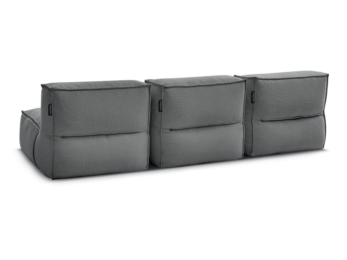 Canapé de jardin modulable BIARRITZ avec bâche de protection, 2 chauffeuses 1 place et 1 méridienne