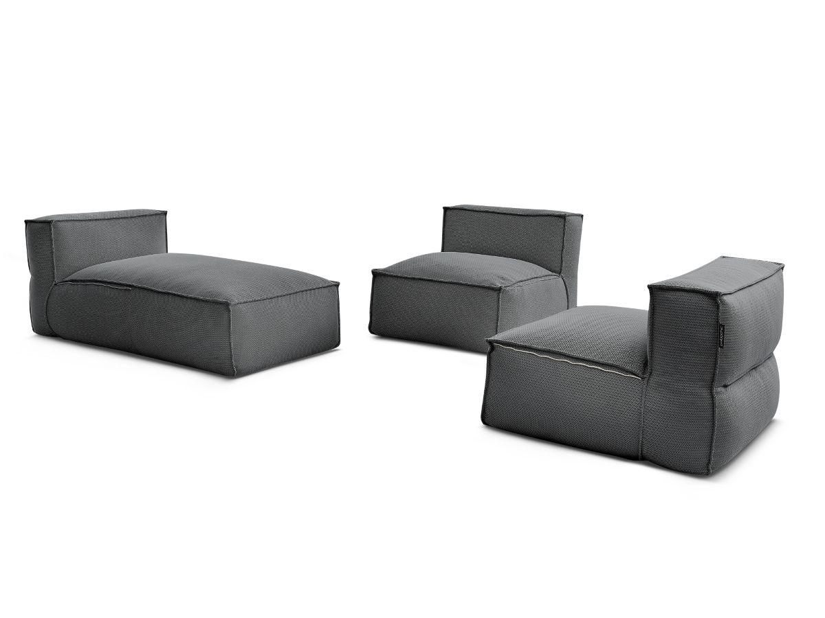 Canapé de jardin modulable BIARRITZ avec bâche de protection, 2 chauffeuses 1 place et 1 méridienne