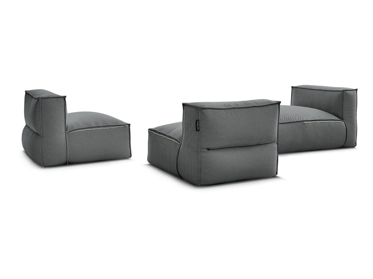 Canapé de jardin modulable BIARRITZ avec bâche de protection, 2 chauffeuses 1 place et 1 méridienne