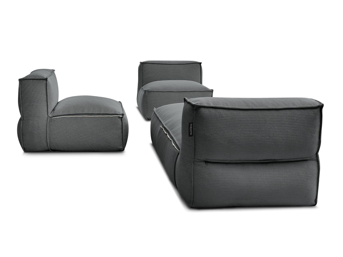 Canapé de jardin modulable BIARRITZ avec bâche de protection, 2 chauffeuses 1 place et 1 méridienne