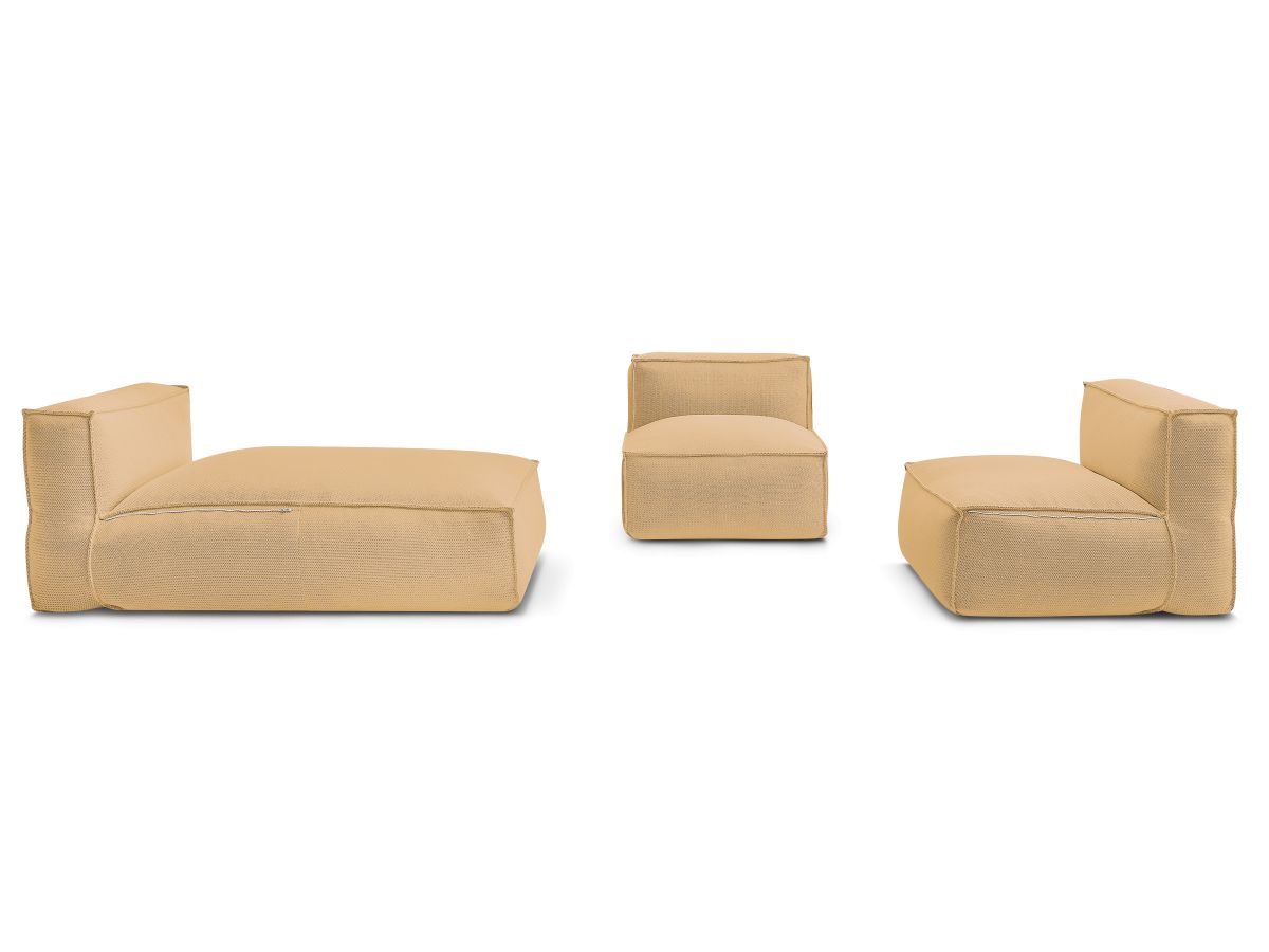 Canapé de jardin modulable BIARRITZ avec bâche de protection, 2 chauffeuses 1 place et 1 méridienne