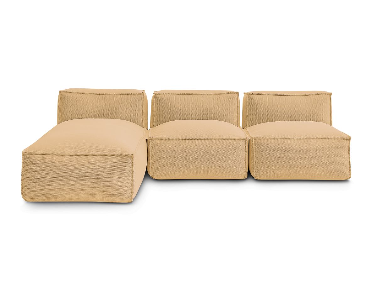Canapé de jardin modulable BIARRITZ avec bâche de protection, 2 chauffeuses 1 place et 1 méridienne