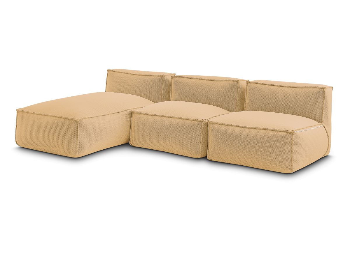 Canapé de jardin modulable BIARRITZ avec bâche de protection, 2 chauffeuses 1 place et 1 méridienne