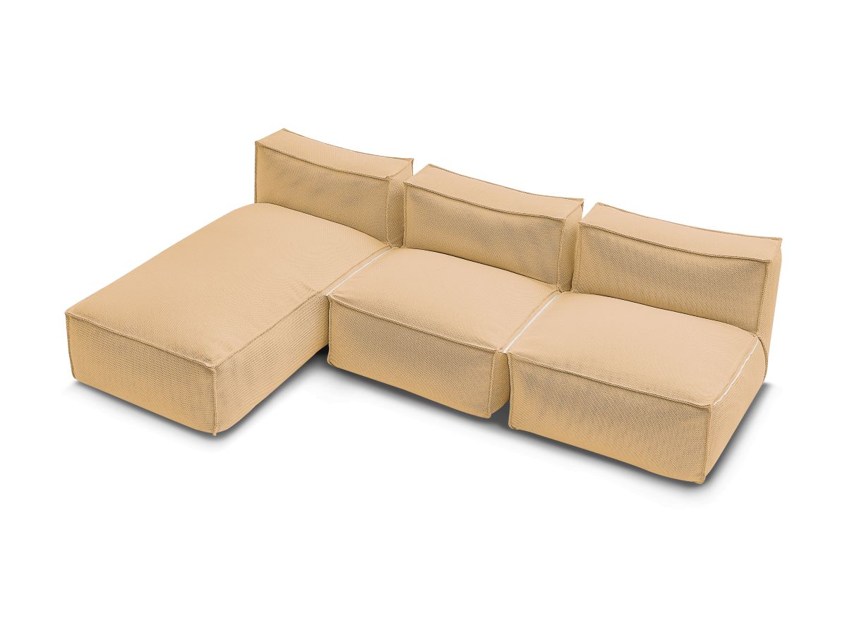 Canapé de jardin modulable BIARRITZ avec bâche de protection, 2 chauffeuses 1 place et 1 méridienne