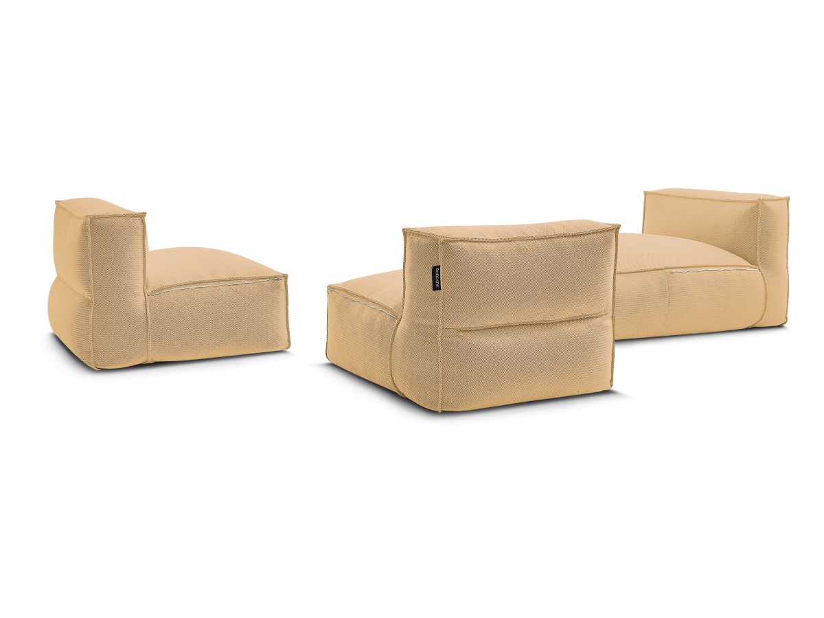 Canapé de jardin modulable BIARRITZ avec bâche de protection, 2 chauffeuses 1 place et 1 méridienne