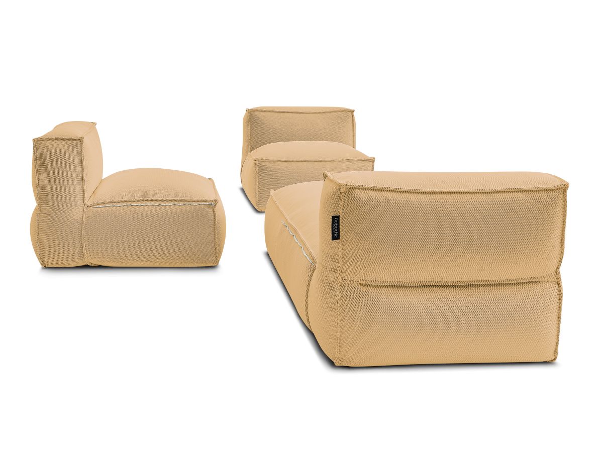 Canapé de jardin modulable BIARRITZ avec bâche de protection, 2 chauffeuses 1 place et 1 méridienne